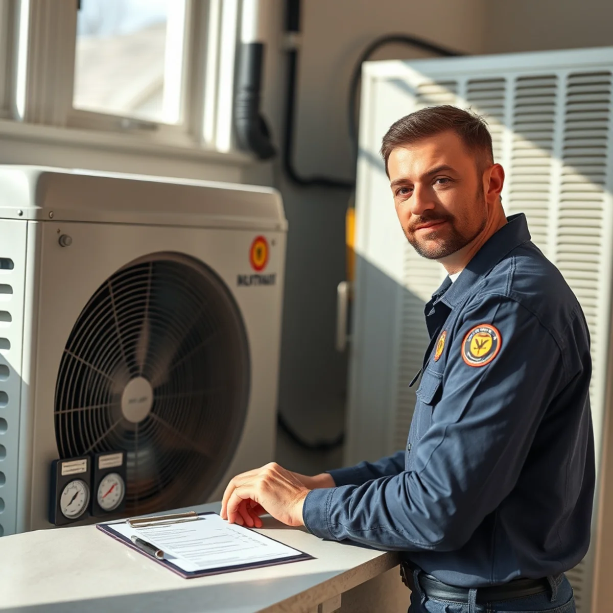 Flaming Ice Heating & Cooling technician performing a seasonal HVAC tune-up