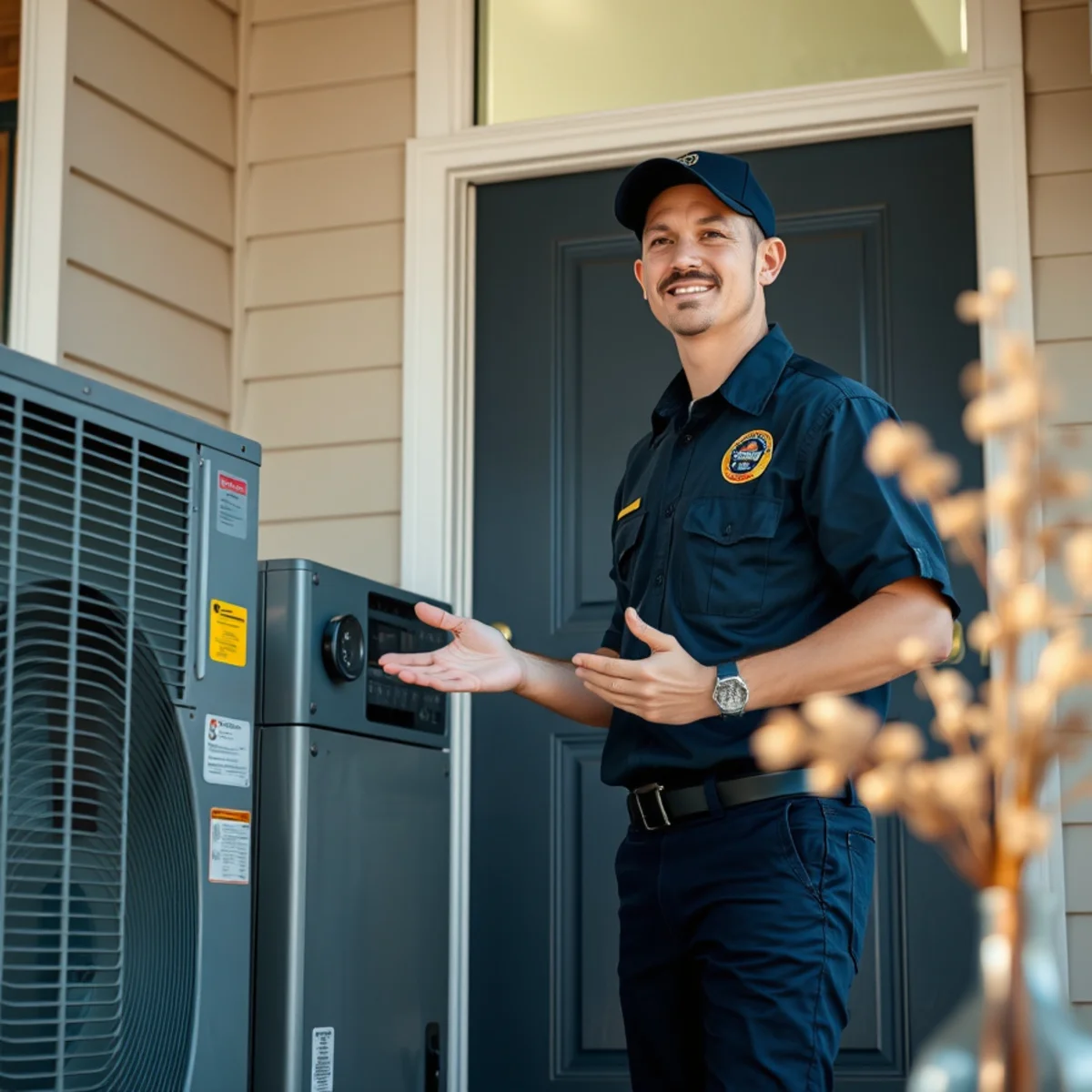 Flaming Ice Heating & Cooling technician at a home in Angier, NC