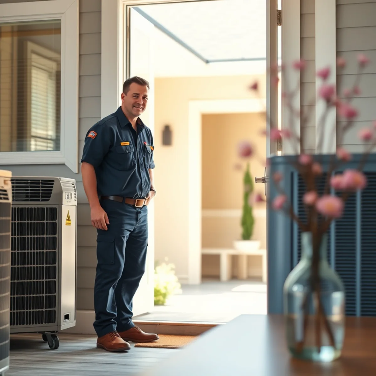 Flaming Ice Heating & Cooling technician at a home in Benson, NC