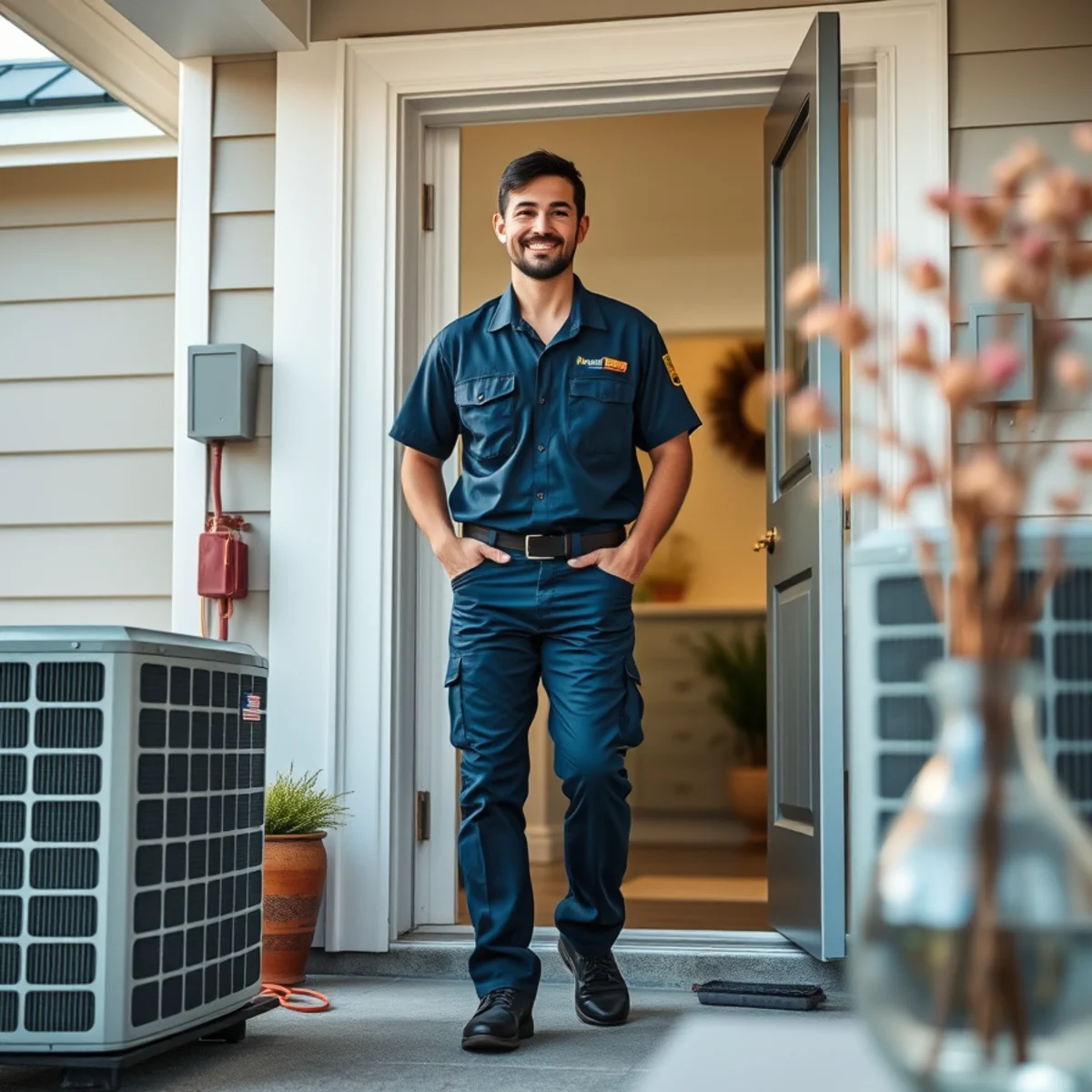 Flaming Ice Heating & Cooling technician at a home in Eden, NC