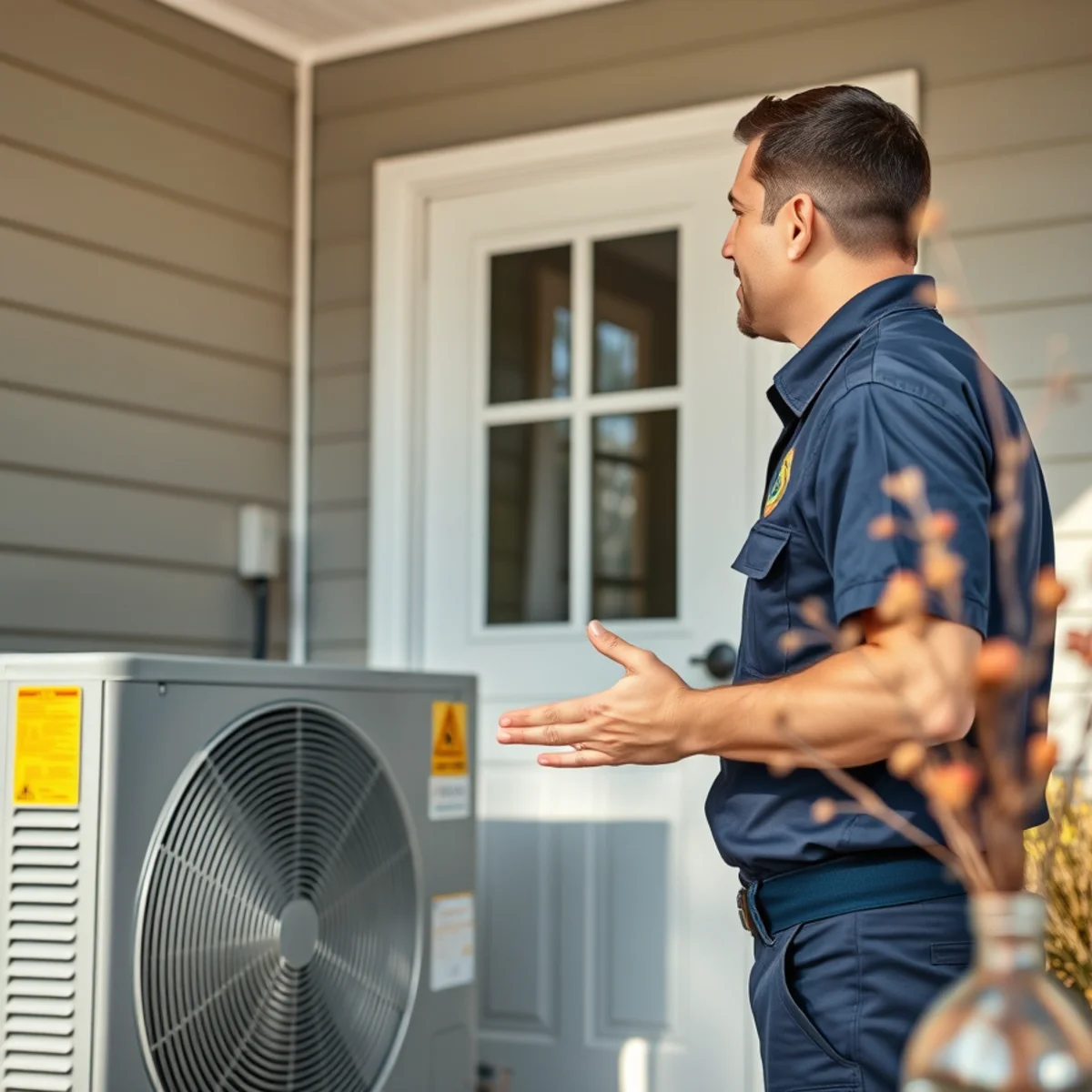 Flaming Ice Heating & Cooling technician at a home in Gibsonville, NC