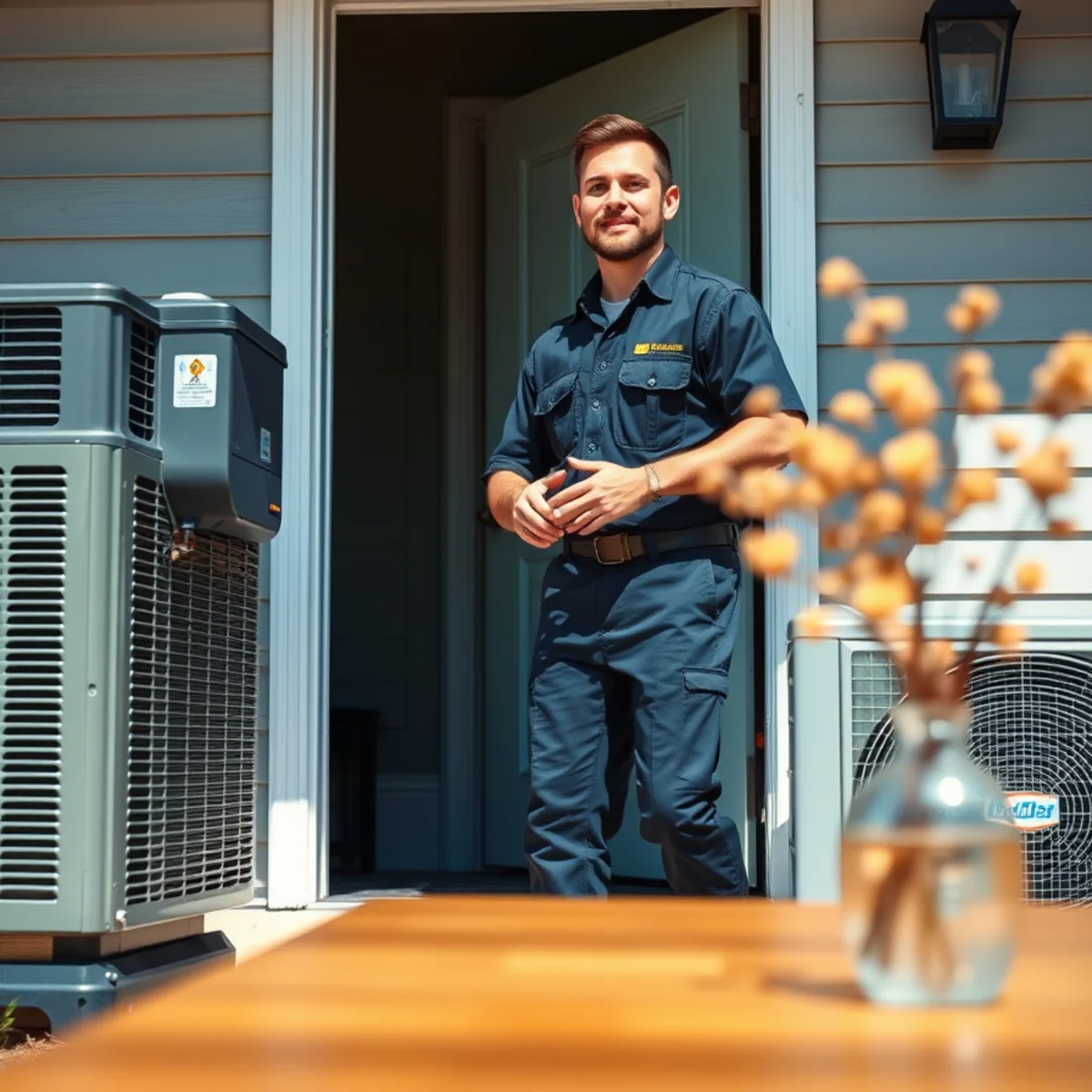 Flaming Ice Heating & Cooling technician at a home in Graham, NC