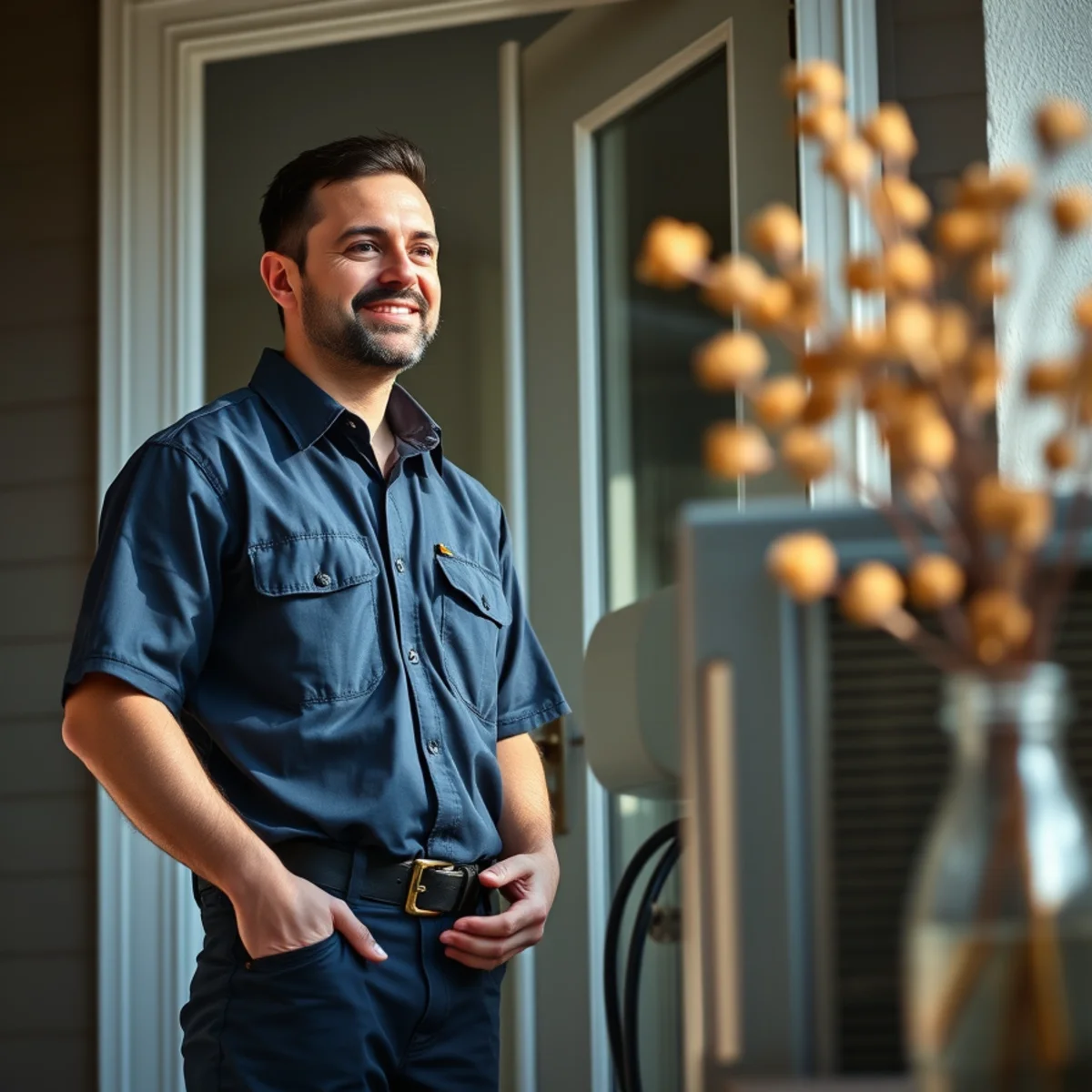 Flaming Ice Heating & Cooling technician at a home in Mount Olive, NC
