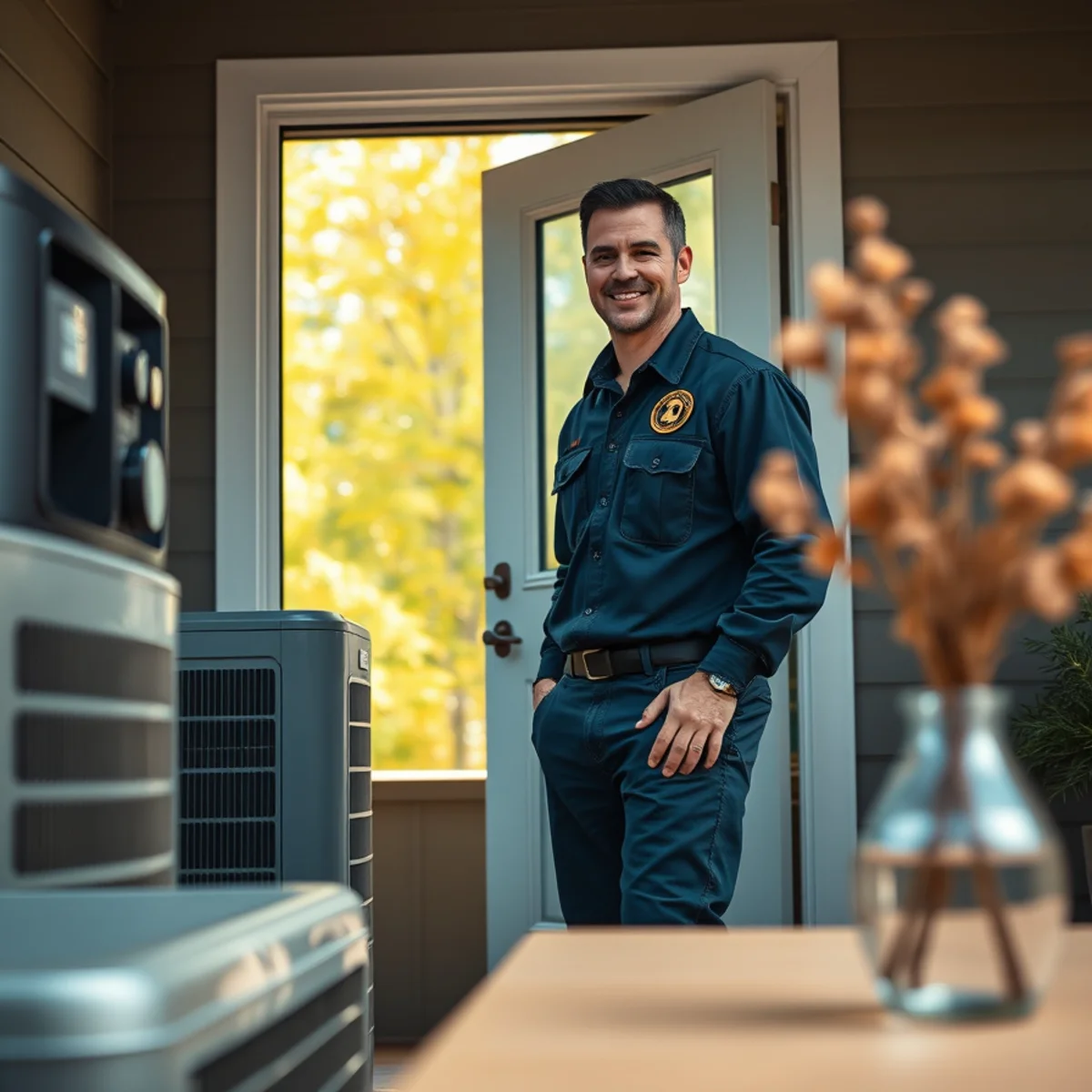 Flaming Ice Heating & Cooling technician at a home in Oak Ridge, NC
