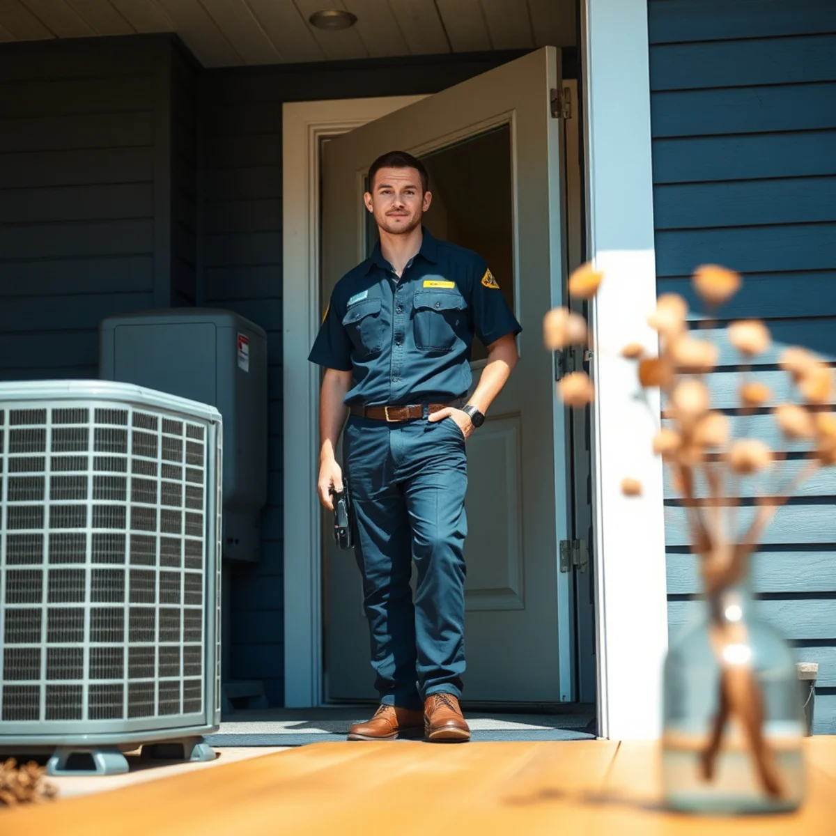 Flaming Ice Heating & Cooling technician at a home in Willow Spring, NC