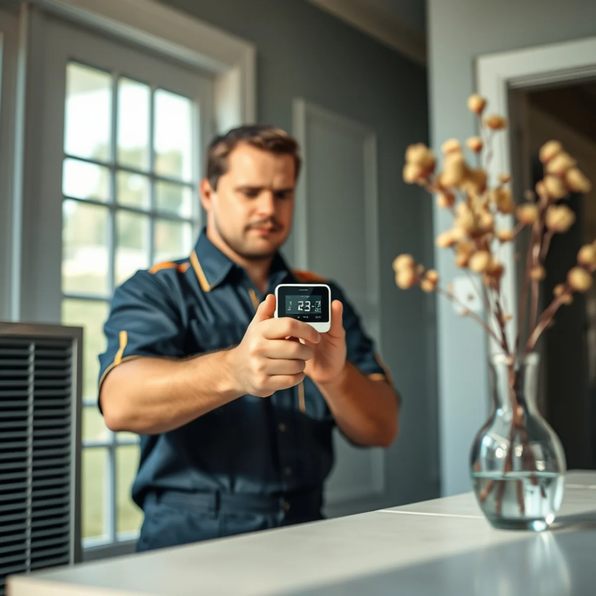 Flaming Ice Heating & Cooling completing thermostat repair in North Carolina