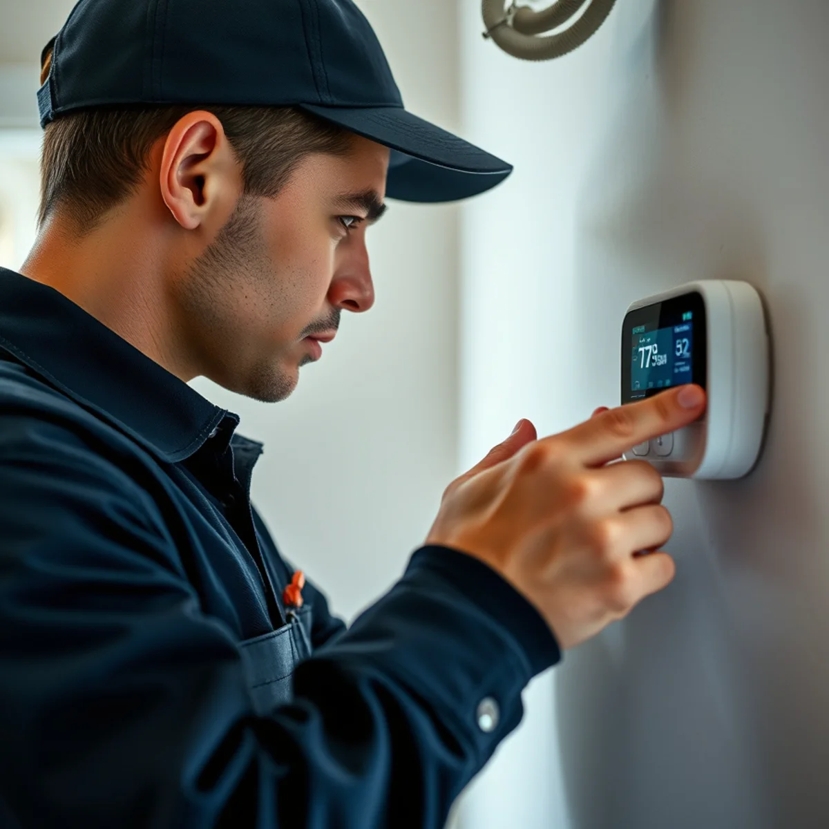 Flaming Ice Heating & Cooling performing thermostat installation